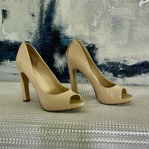 Nine West Beige Peep-Toe Heels